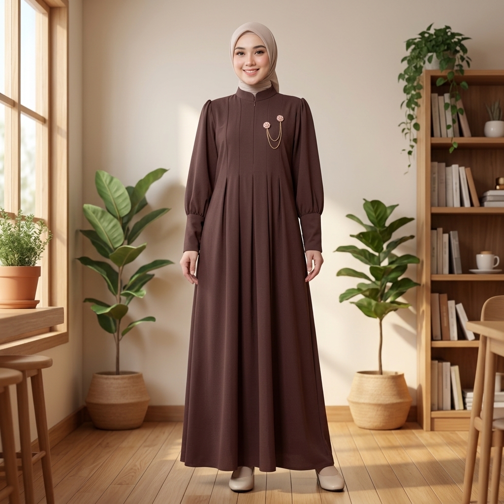 Iklip Collection Shaza Dress Gamis Polos Casual | Bahan Sabrina Anti UV | Busui & Wudhu Friendly